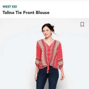 Stitchfix WEST KEI Talina Tie Front Blouse  M Orange